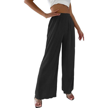 Damen Plissee-Hose Weites Bein Elastischer Bund Eveloria