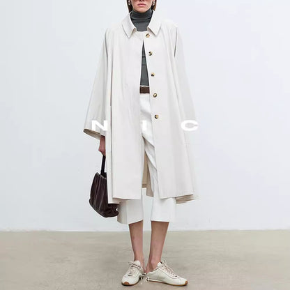 Damen Trenchcoat Lässig Übergroße Ärmel Schwarz Eveloria - Eveloria