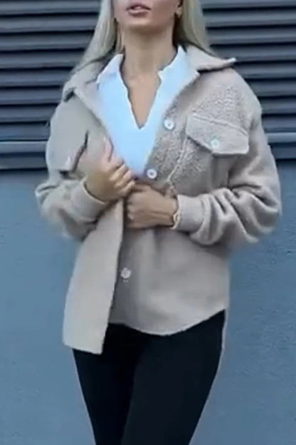 Damen Fleecejacke Lässig Mit Taschen Knopfdetails Eveloria