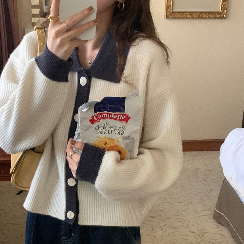 Damen Strickjacke Gemustert Mit Kragen Dekorativen Knöpfen - Eveloria