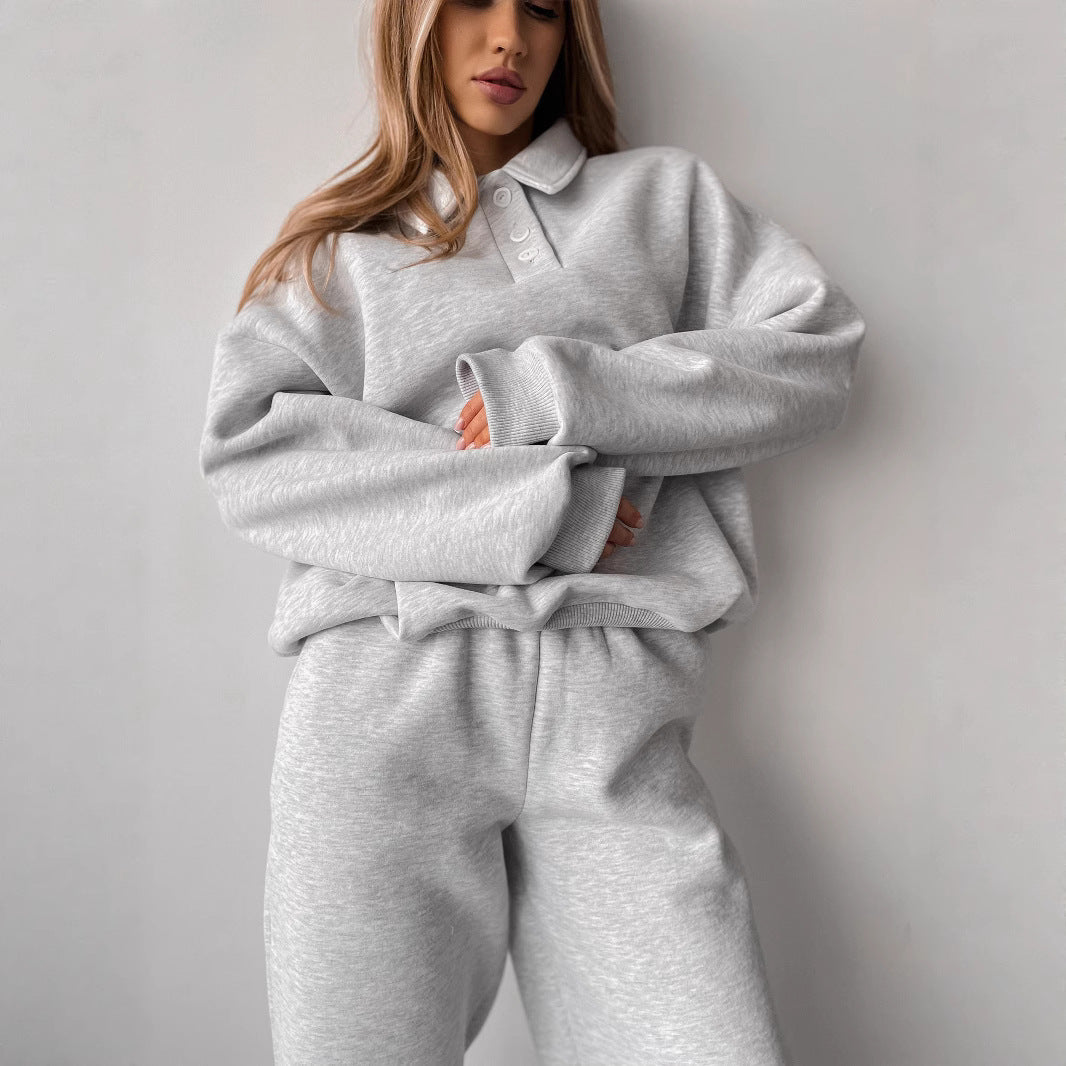Damen Hoodie mit Knopfleiste und weiten Hosen Eveloria - Eveloria