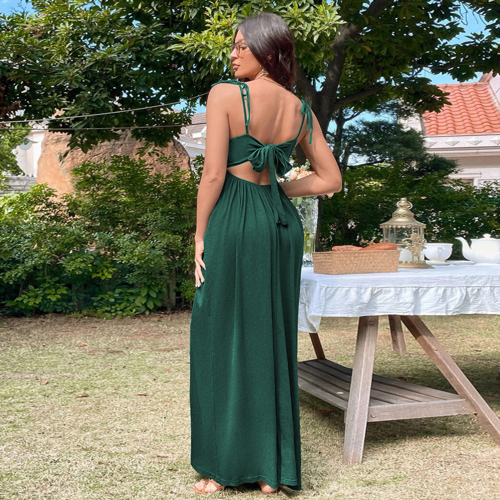 Damen Maxikleid Locker Passform Verstellbare Träger Eveloria