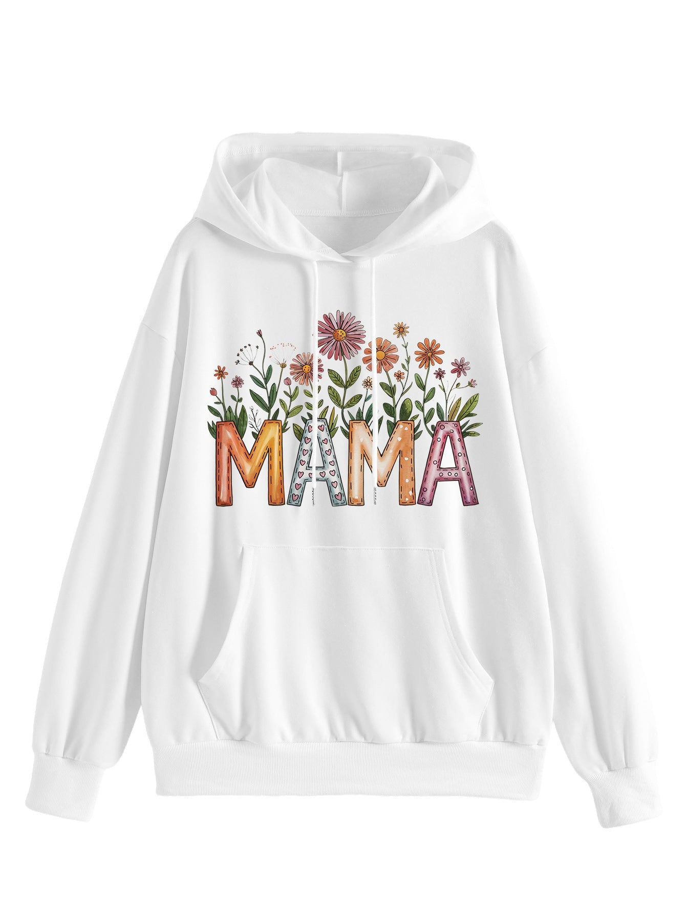 Damen Kapuzenpullover Floralmuster mit Schriftzug Eveloria