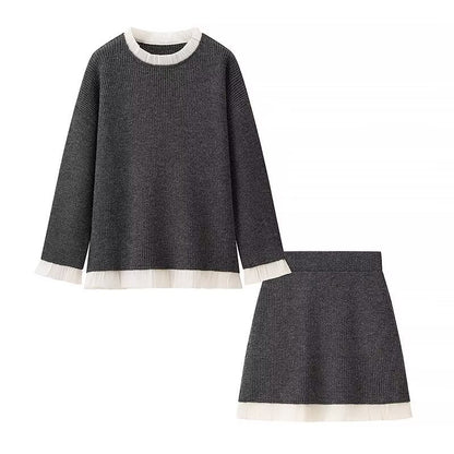 Damen Strickset mit Rüschensaum Eveloria - Eveloria