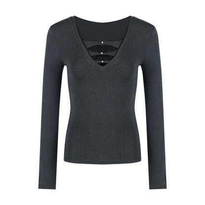Damen Langarmshirt Cut-Out-Design Figurfreundlich Eveloria