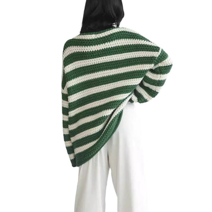 Damen Grobstrickpullover Streifenmuster Eveloria