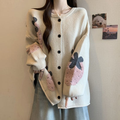 Damen Strickjacke Floralmuster Eveloria