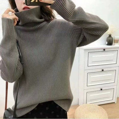 Damen Rollkragenpullover Feinrippstrick Warm Eveloria
