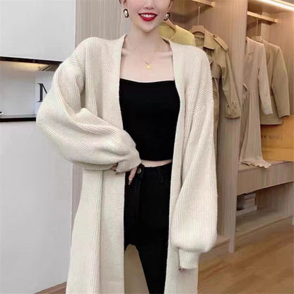 Damen Strickcardigan Langärmelig Weich Voluminös