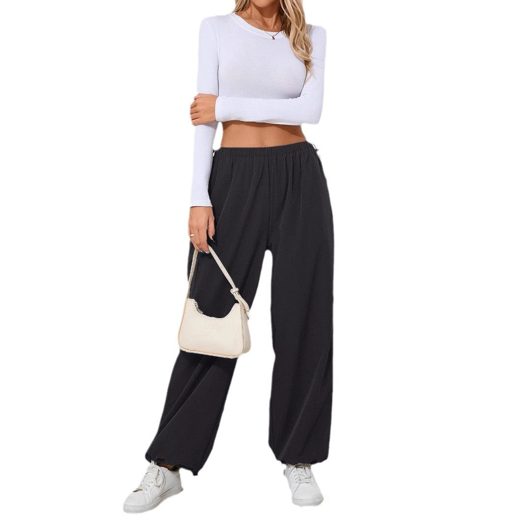 Damen Freizeithose Bequem Tunnelzug Weites Bein Eveloria