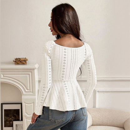 Damen Bluse Rüschen Dekor Schnürdesign Elegante Bluse