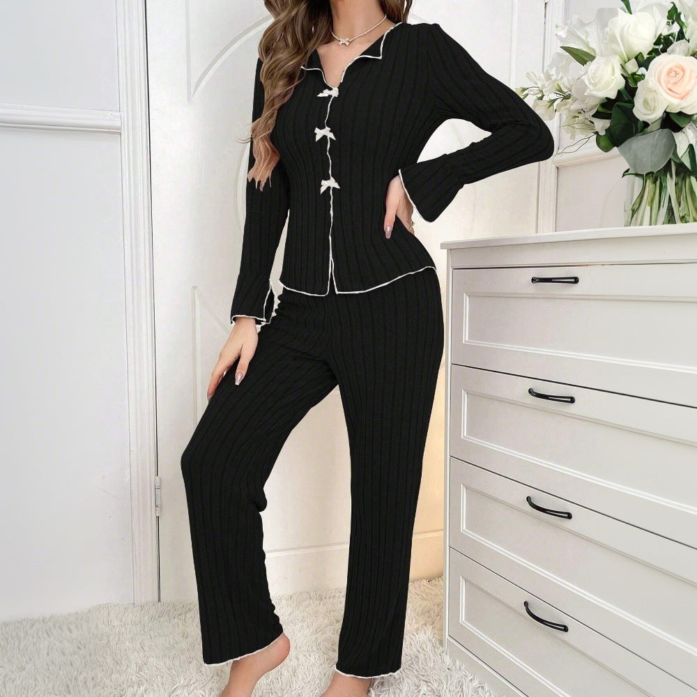 Damen Schlafanzug Set Feines Jersey Eleganter Schnitt Anthrazit