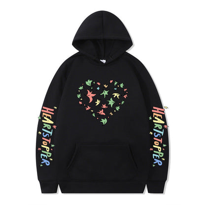 Damen Kapuzenpullover Herz- und Blattmotiv Eveloria
