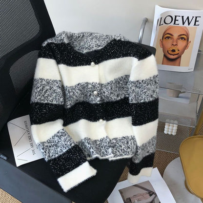 Damen Strickjacke Kuschelig Perlknöpfe Eveloria