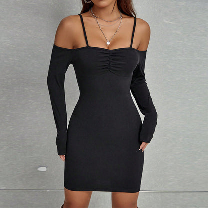 Damen Minikleid Off-Shoulder Rüschendetail Elegant