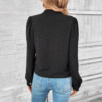 Damen Bluse Rüschendetails Edelknöpfe Eveloria