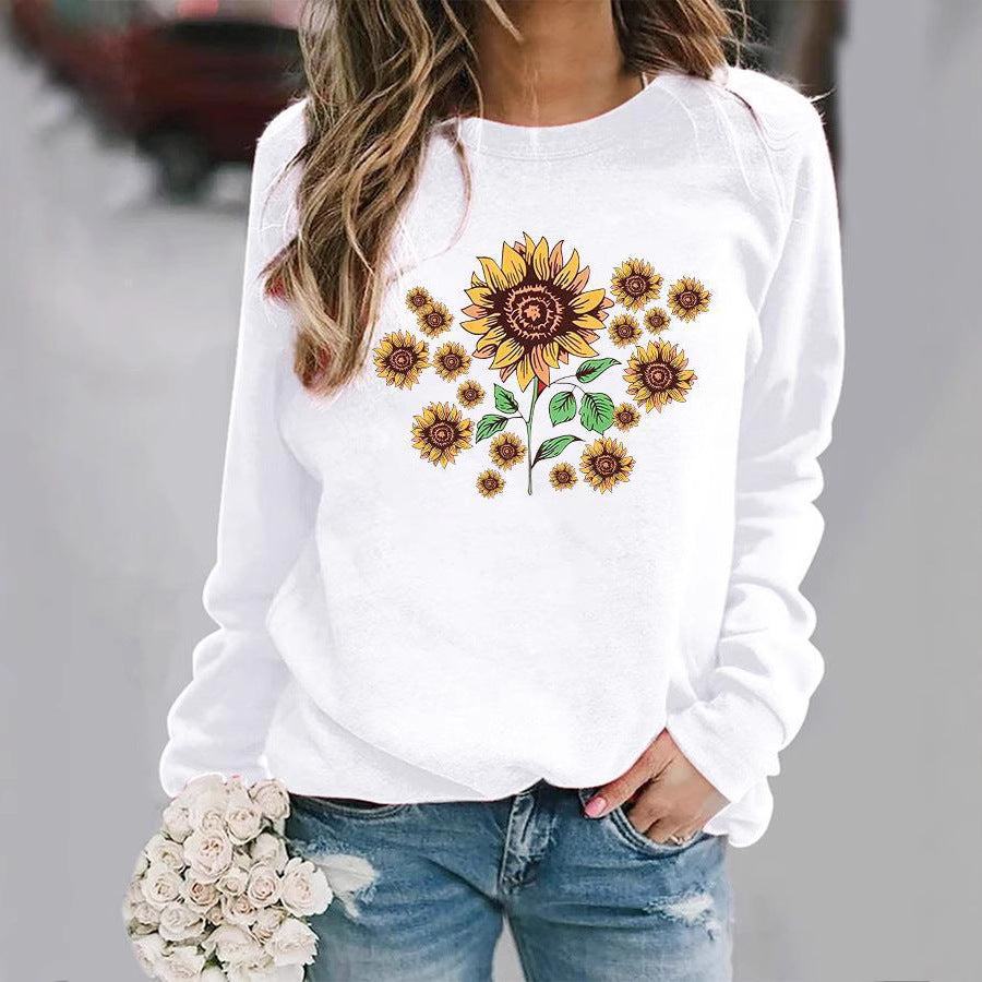 Damen Sweatshirt Floralmotiv Bequem Grün - Eveloria