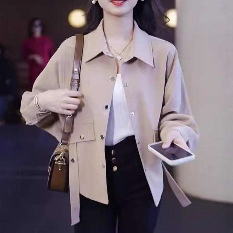 Damen Überwurfjacke Samtbaumwolle Lässig Beige