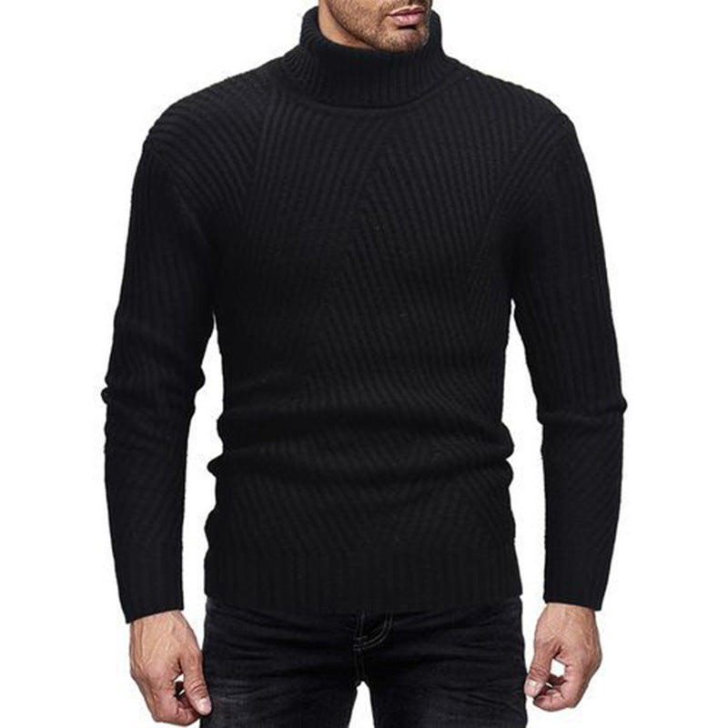 Herren Strickpullover Rollkragen Strukturiert Beige