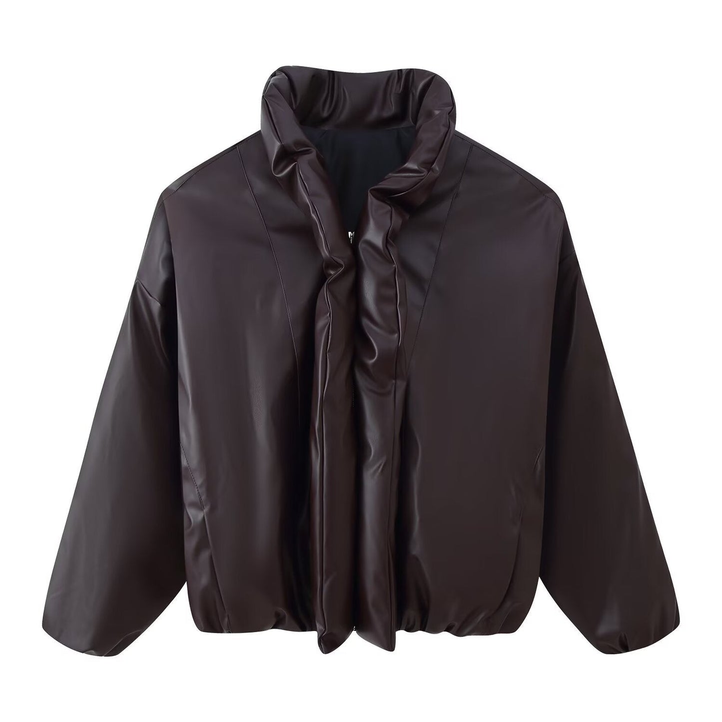 Damen Cropped Jacke Voluminöser Stehkragen Eveloria