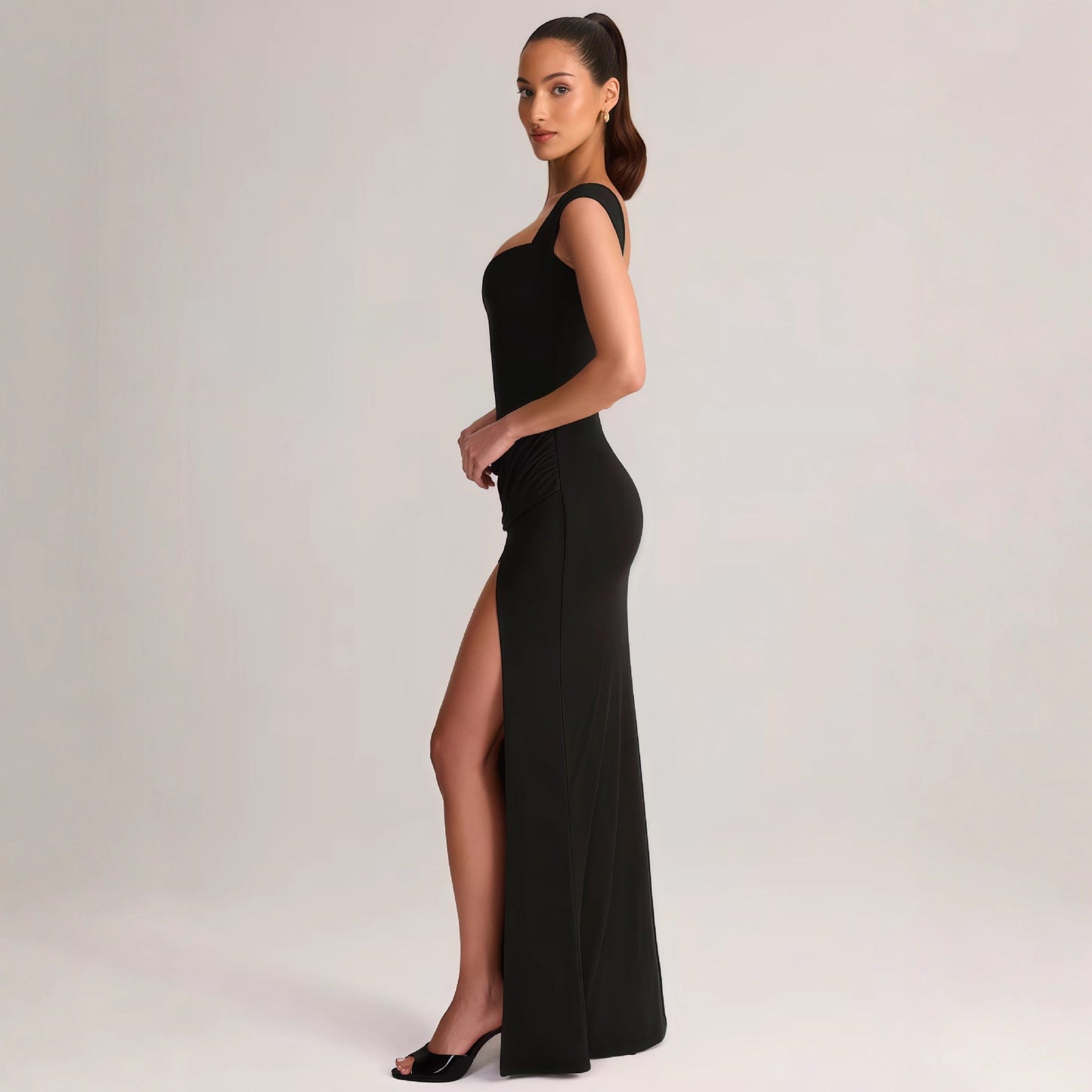 Damen Maxikleid Elegantes V-Ausschnitt Seitenschlitz Eveloria