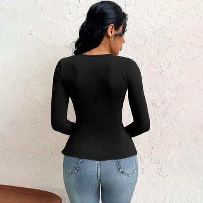 Damen Langarmshirt Asymmetrisch Raffung Eveloria