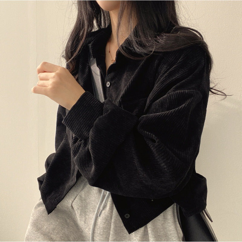 Damen Cordjacke Weich Puffärmel