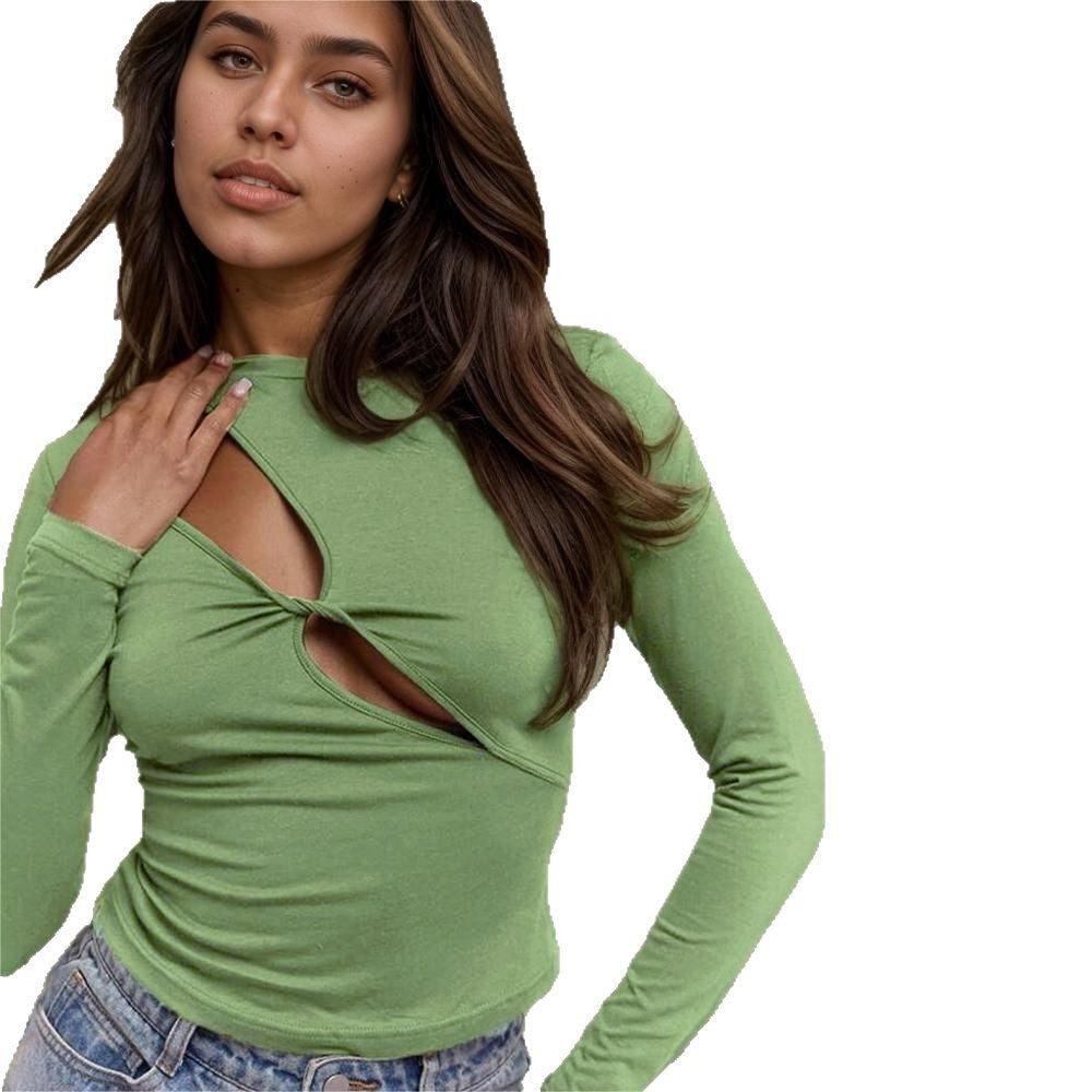 Damen Langarmoberteil Figurbetont Cut-Out-Design Eveloria