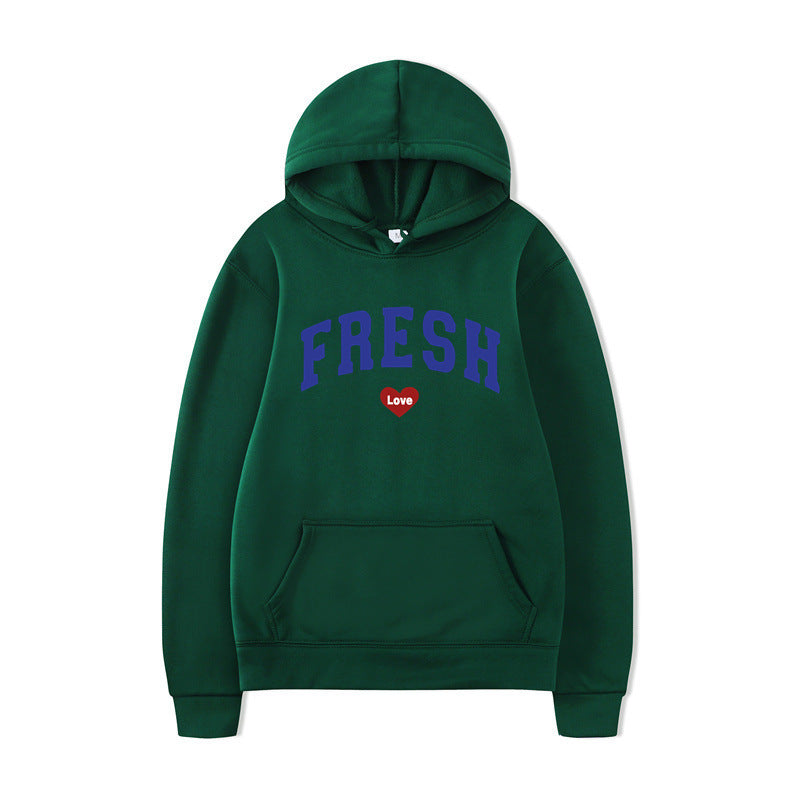 Damen Kapuzenpullover Weiches Fleece Verspielter Schriftzug Grau