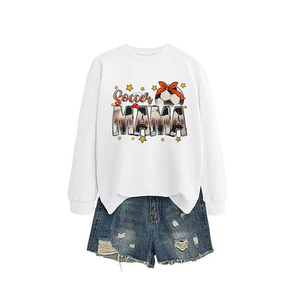 Damen Sweatshirt Soccer Mama Aufdruck Bequem Grau Eveloria