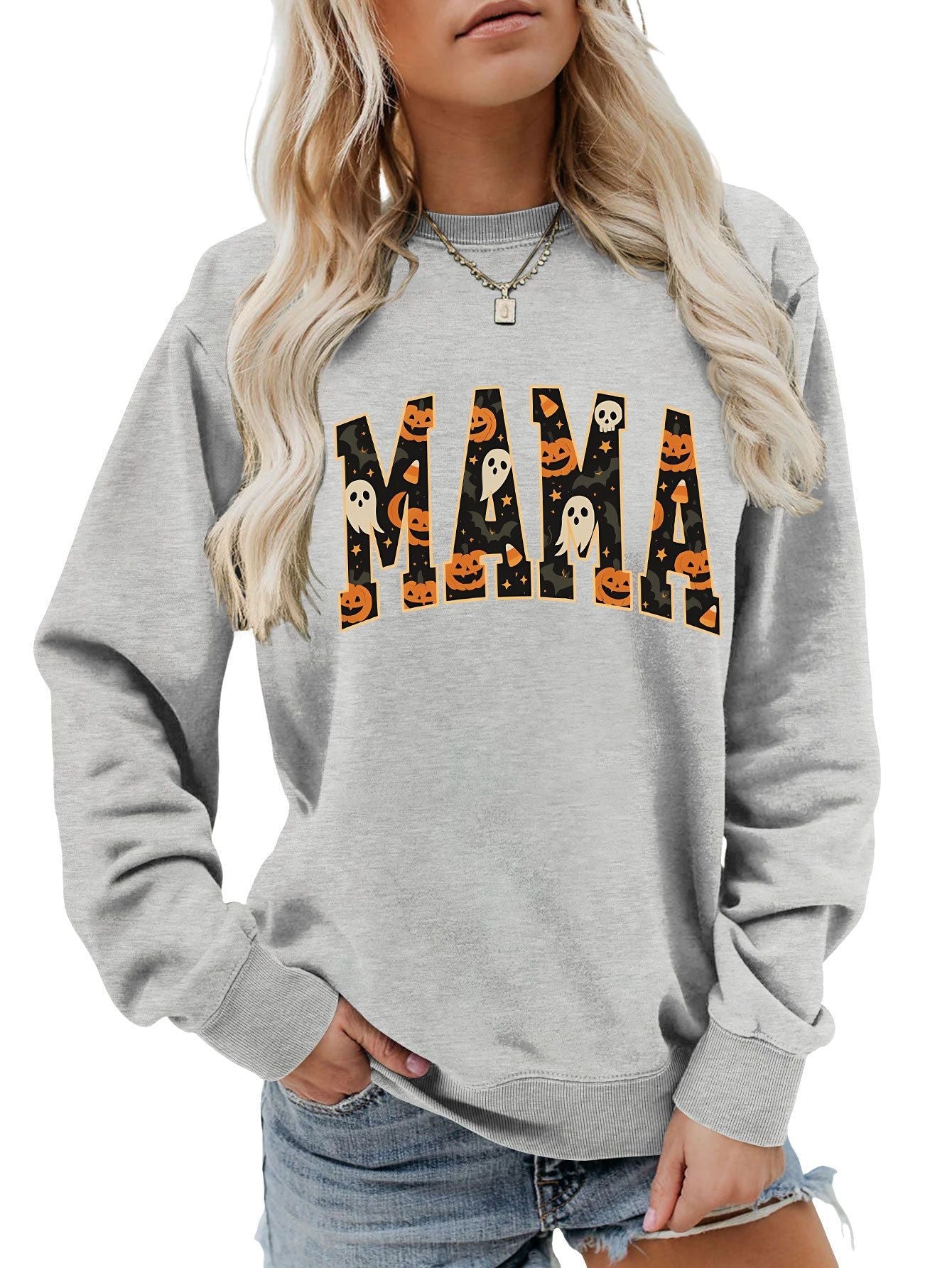 Damen Sweatshirt Halloween-Design Baumwolle Komfort Schnitt