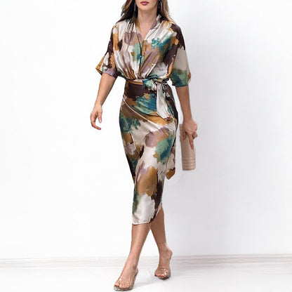 Damen Umstands-Kleid Wickel-Design Eleganter Schnitt