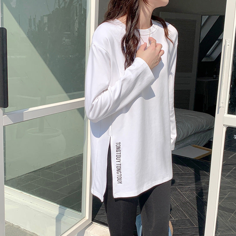 Damen Longsleeve-Shirt Asymmetrisch Baumwolle Eveloria