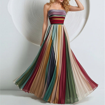 Damen Maxikleid Fließender Schnitt Farbverlauf