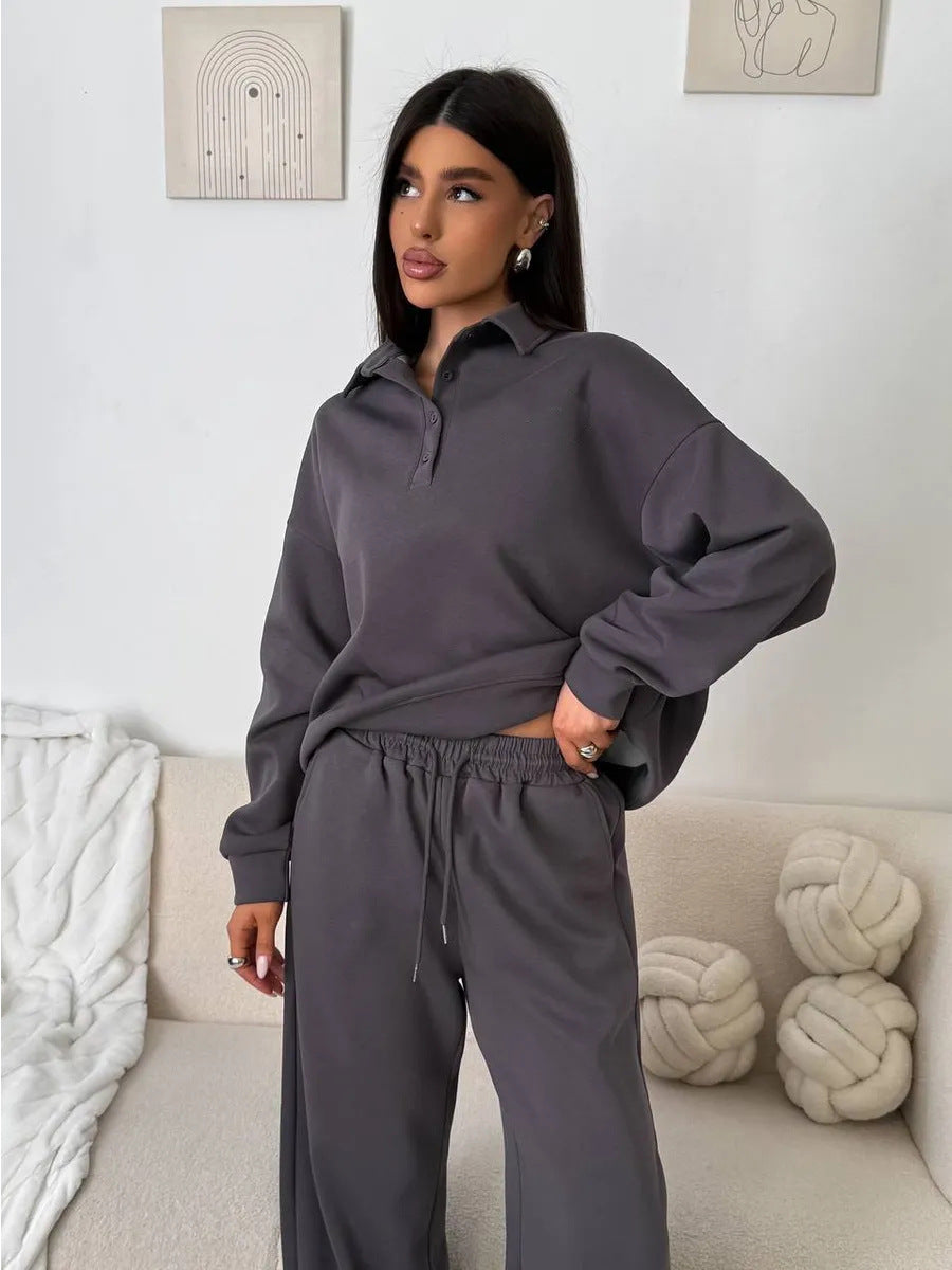 Damen Poloshirt Jogginghosen Set Eveloria Lässig