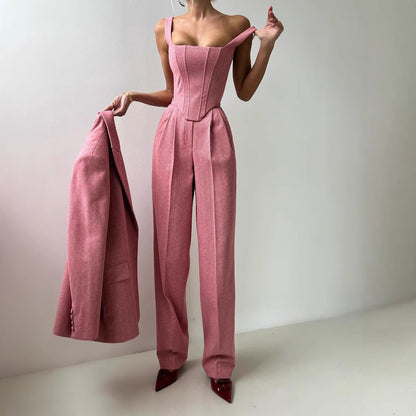 Damen Zweiteiliger Anzug mit tailliertem Oberteil und gerader Hose