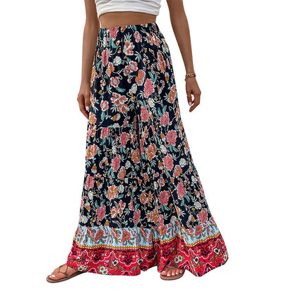 Damen Maxirock Floralmuster Ausgestellter Schnitt Eveloria