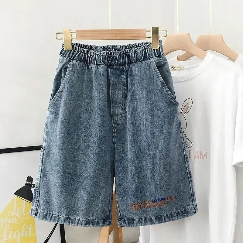 Damen Denim-Shorts Elastischer Bund Blau