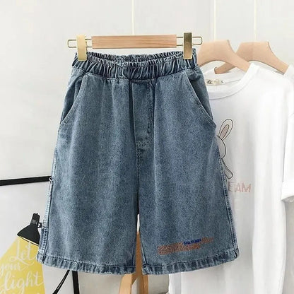 Damen Denim-Shorts Elastischer Bund Blau