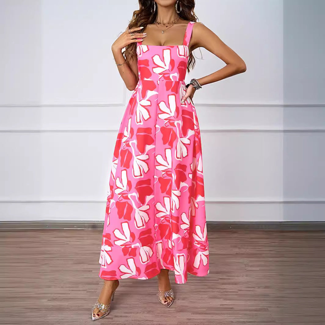 Damen Maxikleid Floralmuster Raffinierte Träger Eveloria