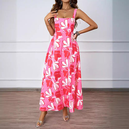 Damen Maxikleid Floralmuster Raffinierte Träger Eveloria