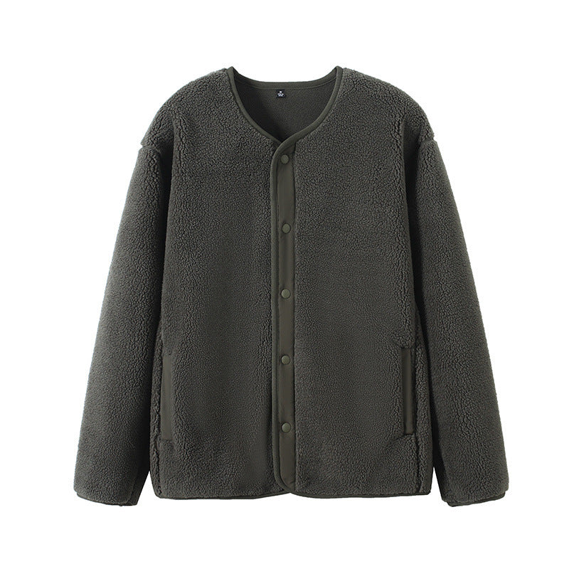 Damen Fleecejacke Warm Gefüttert mit Druckknopfverschluss