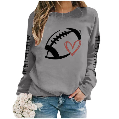 Damen Sweatshirt Fußball-Motiv Lässiger Schnitt Grau Eveloria