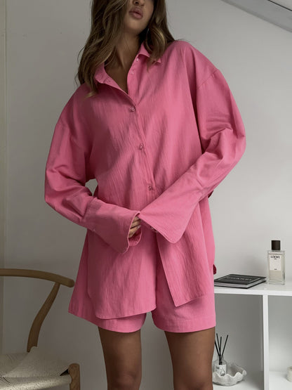 Damen Kurzarm-Set Bluse und Shorts leicht Eveloria