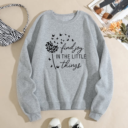 Damen Sweatshirt Floral Aufdruck Motivierender Spruch