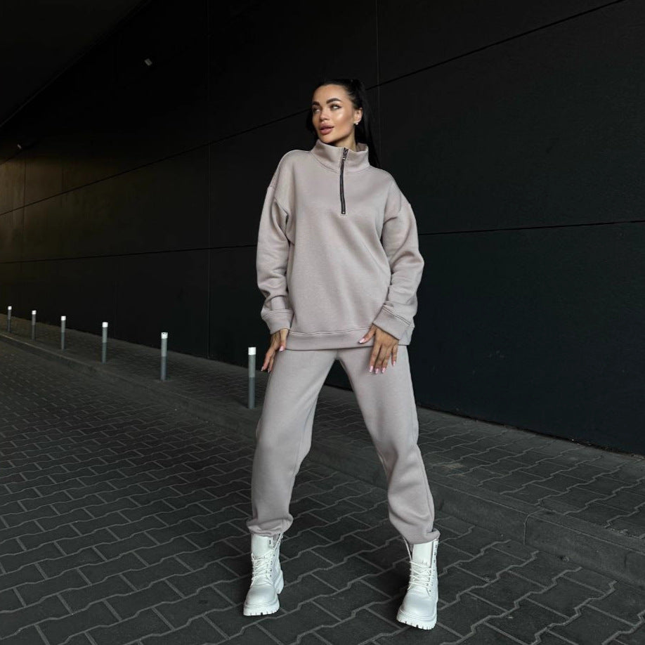 Damen Sweatanzug Hochkragen Reißverschlussdetails Eveloria