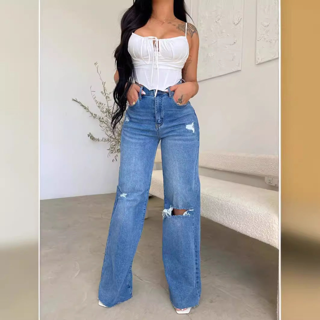 Damen Vintage Jeans Destroyed-Style Hochwand