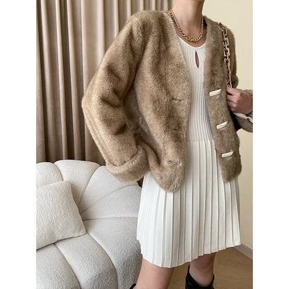 Damen Strickjacke Kuschelig mit Knöpfen Elegant Grau