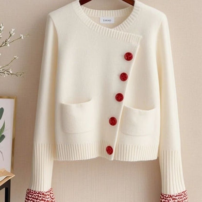 Damen Strickjacke Dekorative Knöpfe Eveloria