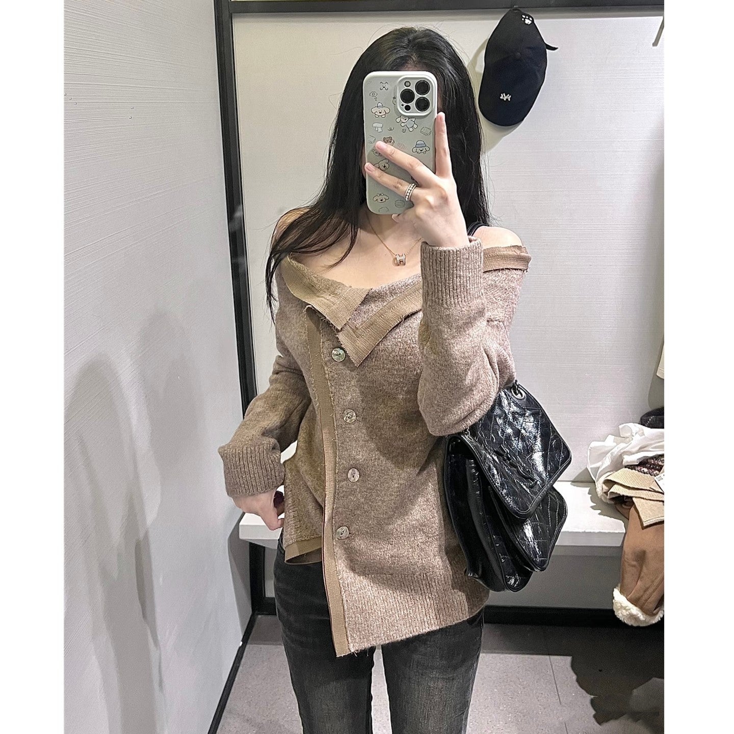 Damen Cardigan Kuschelweich mit Bindegürtel Beige